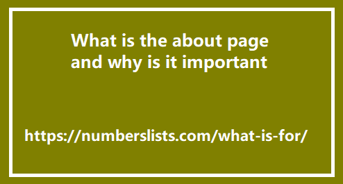 What is the about page and why is it important