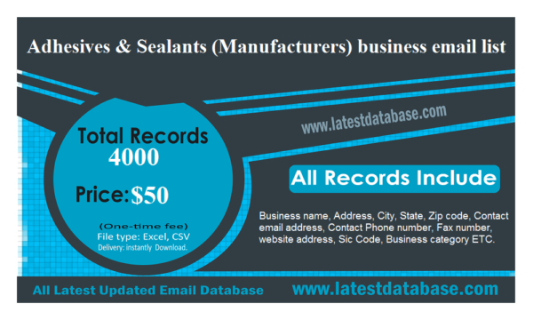 Adhesives & Sealants (Manufacturers) Email Data Scraping