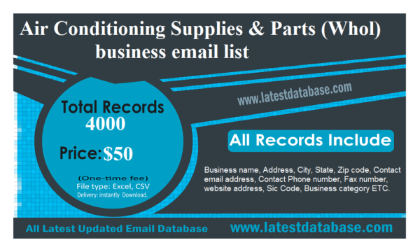 Air Conditioning Supplies & Parts (Whol) Email Data Scraping