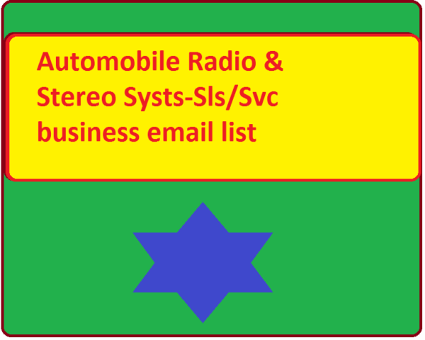 Automobile Radio & Stereo Systs-Sls Svc Email Data Scraping