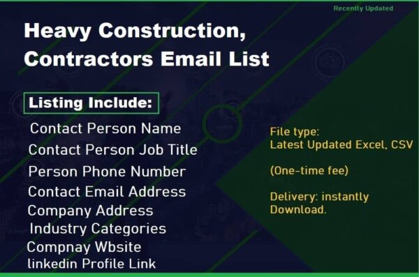 Heavy Construction, Contractors Email Data Scraping