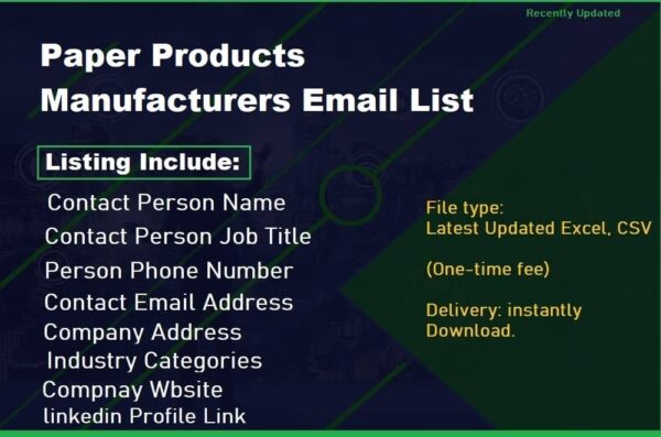 Paper Products Manufacturers Email Data Scraping