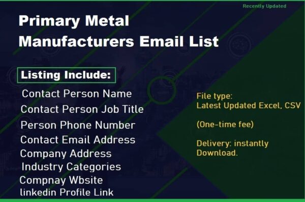 Primary Metal Manufacturers Email Data Scraping