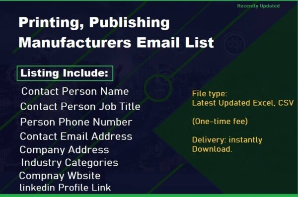 Printing, Publishing Manufacturers Email Data Scraping