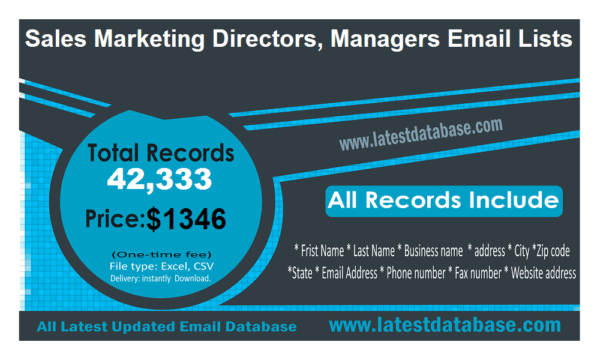 Sales Marketing Directors, Managers Email Data Scrapings