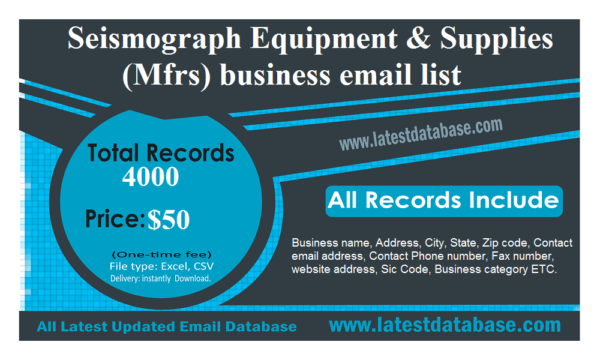 Seismograph Equipment & Supplies (Mfrs) Email Data Scraping