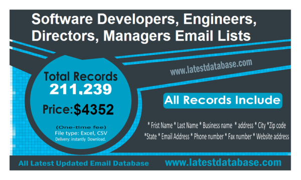 Software Developers, Engineers, Directors, Managers Email Data Scrapings