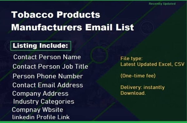 Tobacco Products Manufacturers Email Data Scraping